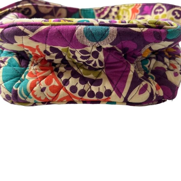 Vera Bradley Crossbody Purse Bag Carryall Plum Crazy Zipper Front Pocket - Picture 7 of 11
